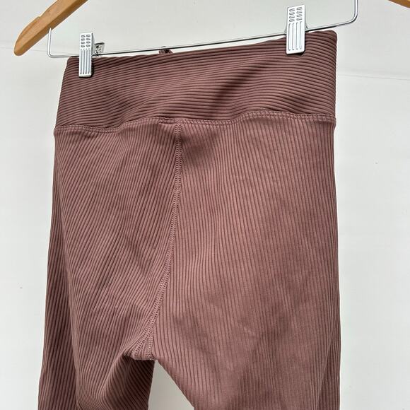 Year Of Ours Ribbed Lace Up Football Leggings Coco Brown Small Yoga Pants - Picture 5 of 7